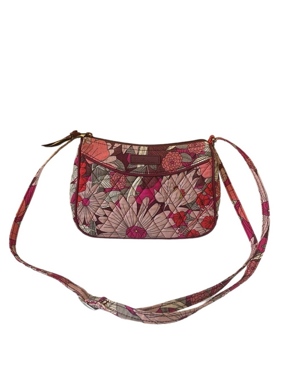 Vera Bradley Bohemian Blooms Little Crossbody Bag Purse Small Red Floral